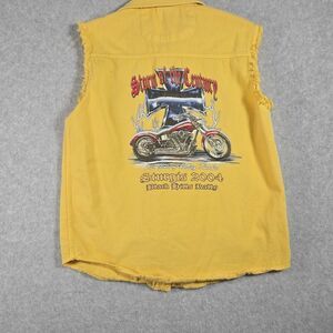 Vintage Kids Motorcycle Denim Vest Shirt Sleeveless 2004 Biker Design Medium